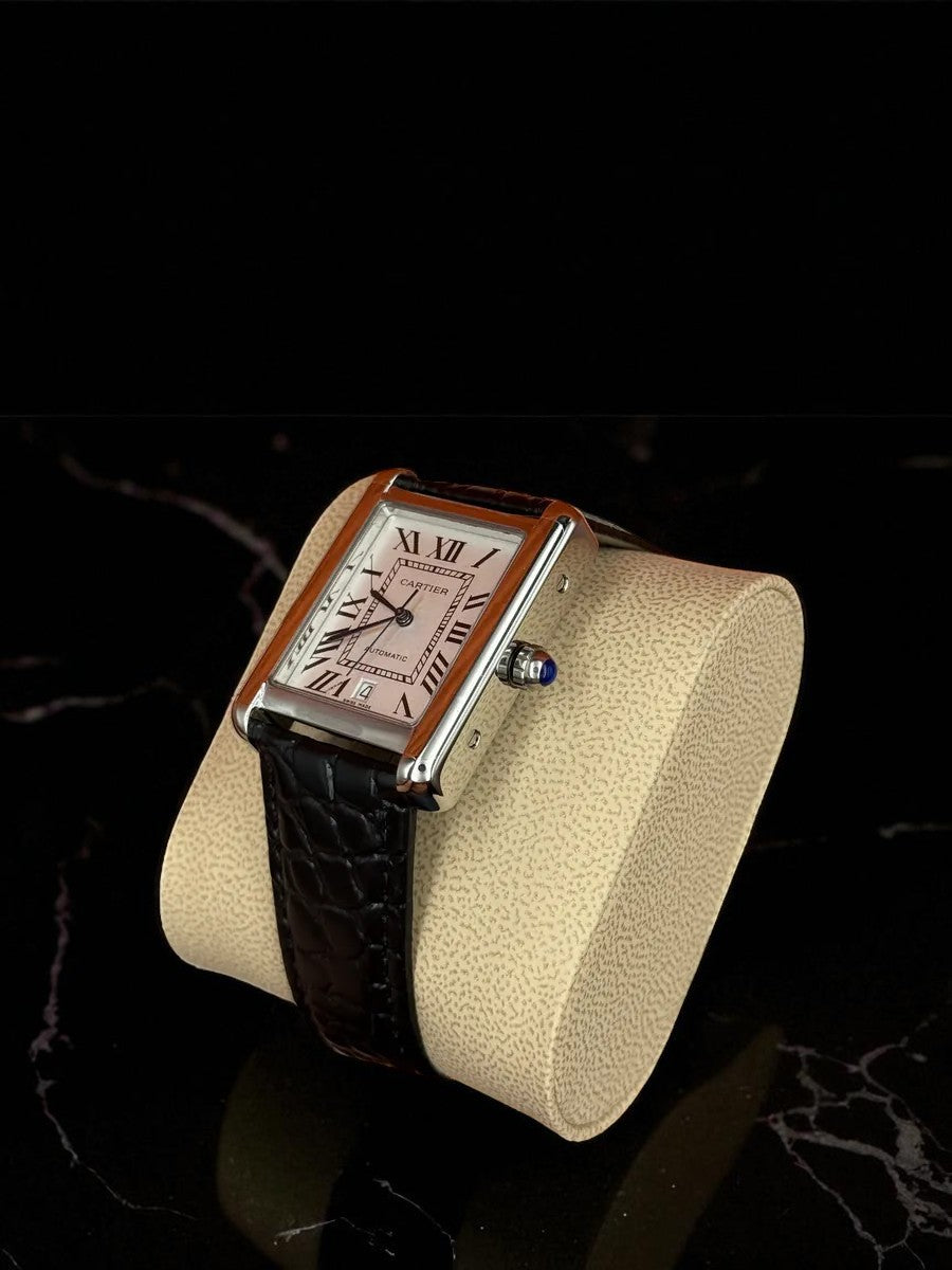 Cartier Tank Solo – Beyaz Kadran, Siyah Deri Kayış
