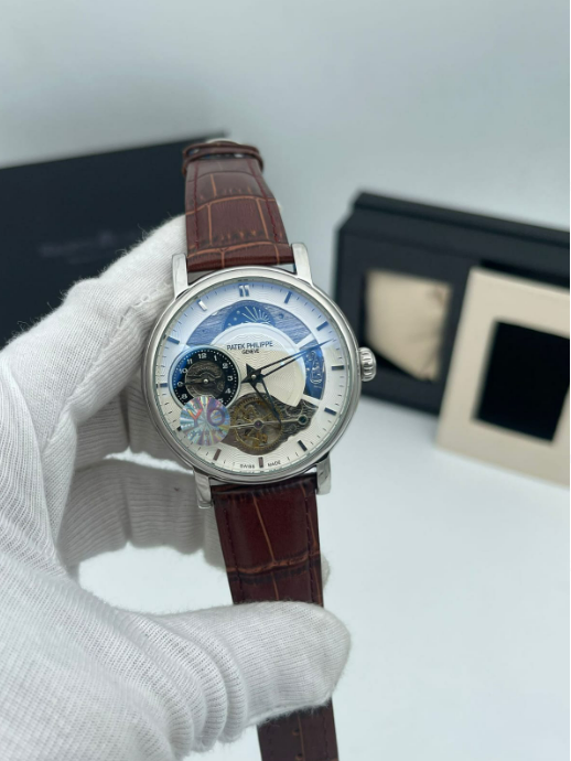 Patek Philippe Complications Silver-Blue Moonphase Open Balance