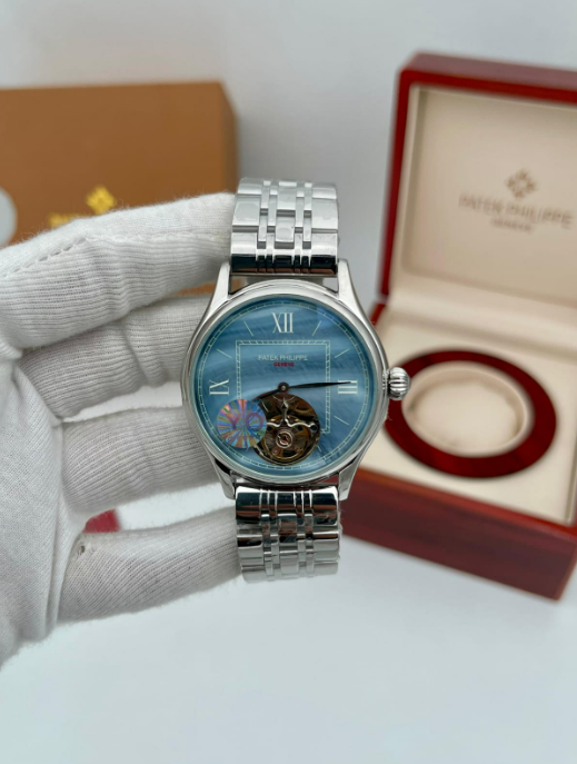 Patek Philippe Calatrava Tourbillon Blue Dial Steel Bracelet