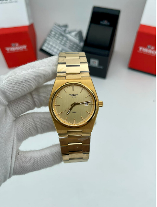 Tissot PRX Altın Kaplama Quartz Erkek Saat – Tarih Göstergeli