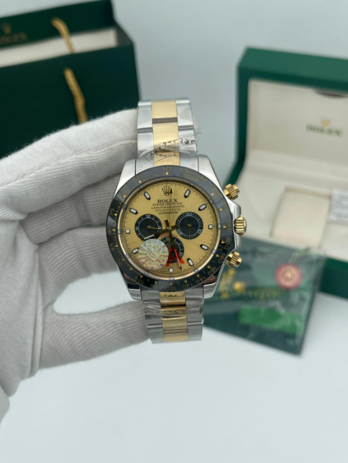 Rolex Daytona 40mm İki Renkli – Siyah Bezel & Şampanya Kadran
