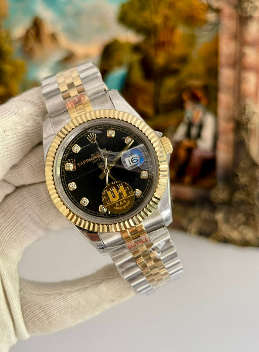 Rolex Jubilee Siyah Taşlı Kadran – Çelik ve Altın Bilezik