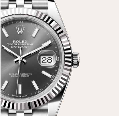 Rolex Datejust 41 Oyster, Oystersteel çelik ve beyaz