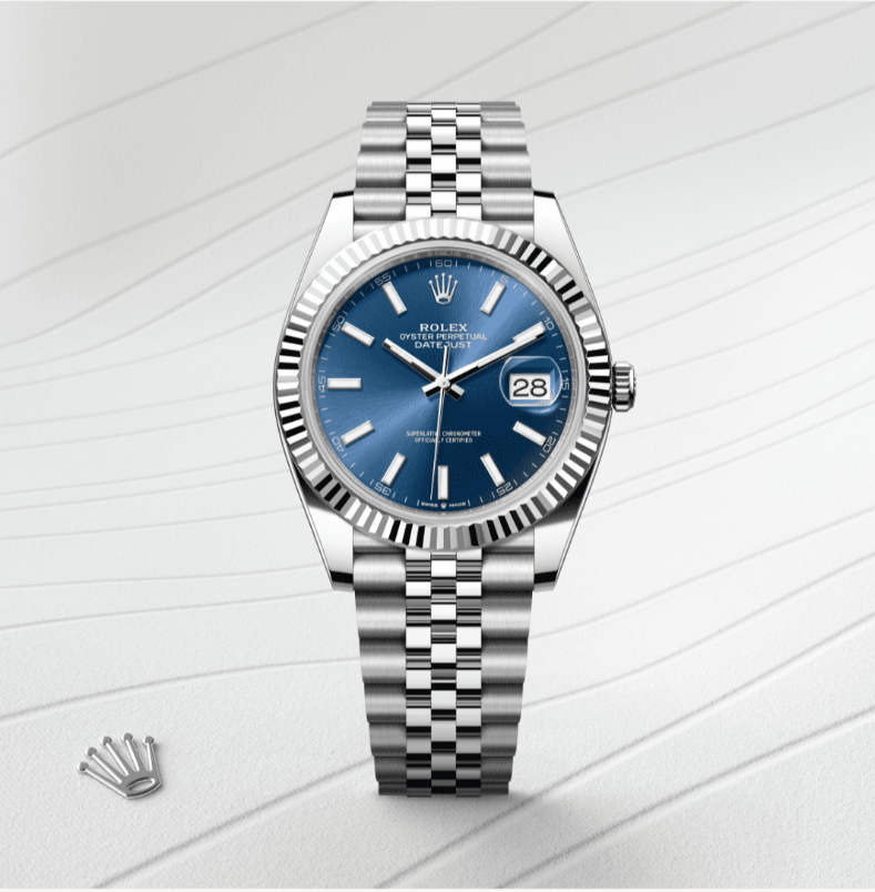 Rolex Datejust 41 Oyster, Oystersteel çelik ve beyaz