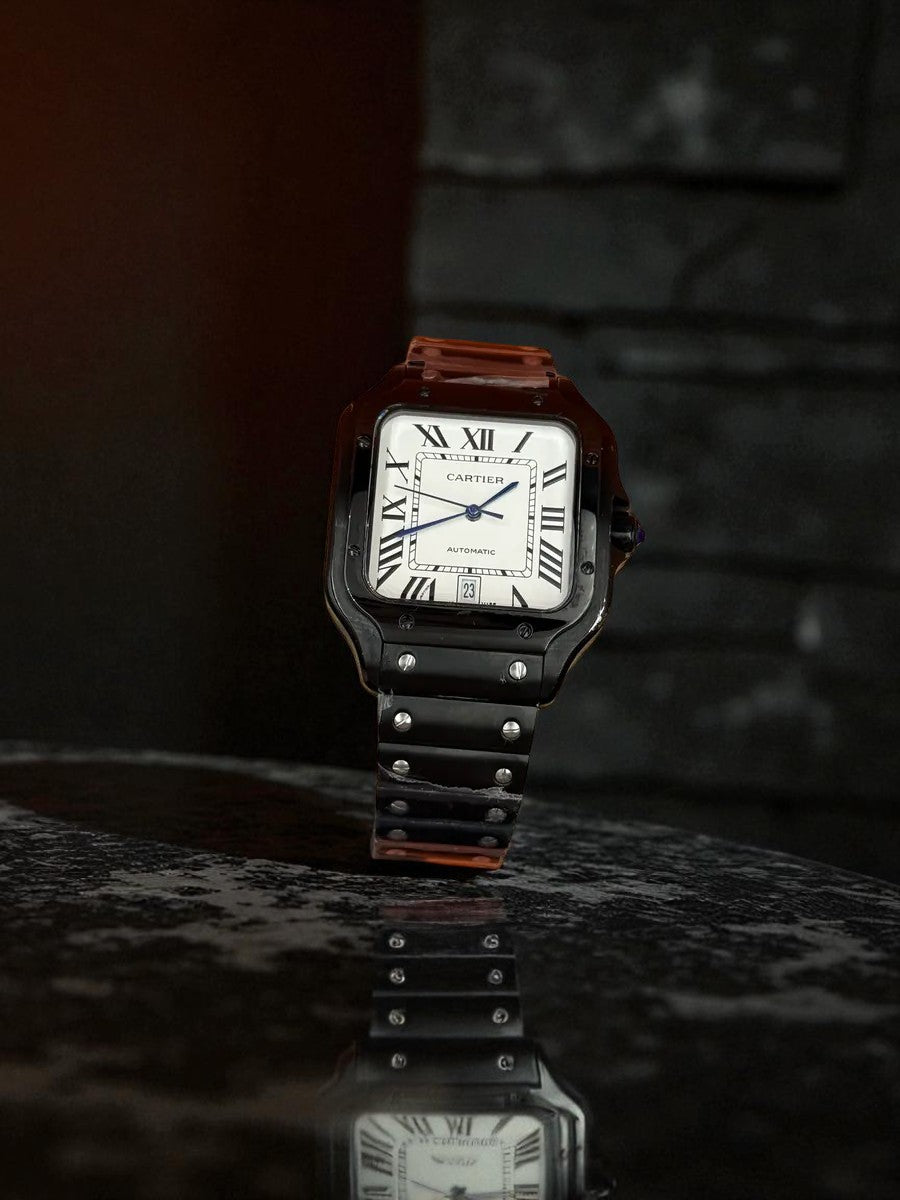 Cartier Santos de Cartier – Siyah Çelik, Beyaz Kadran