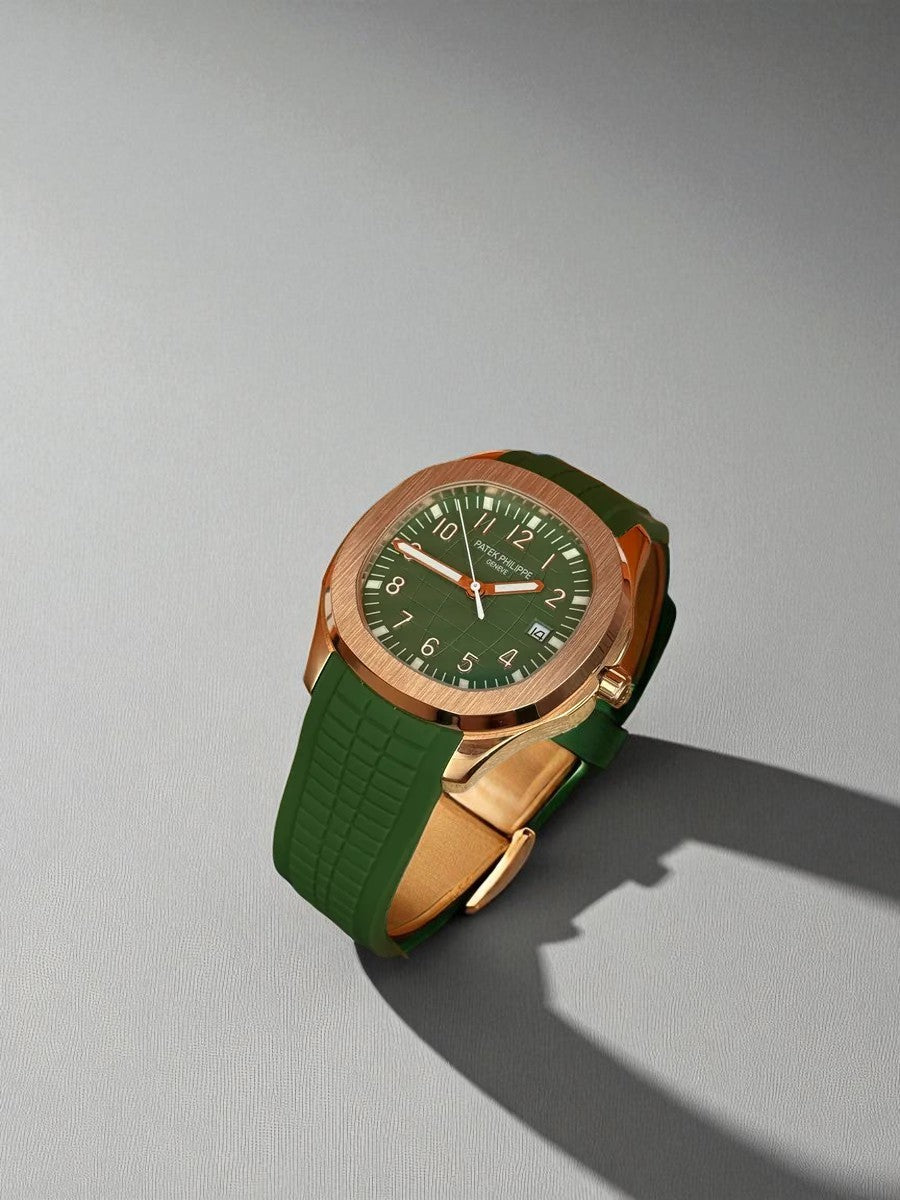 Patek Philippe Aquanaut – Yeşil Kadran, Rose Gold Kasa, Yeşil Kauçuk Kayış