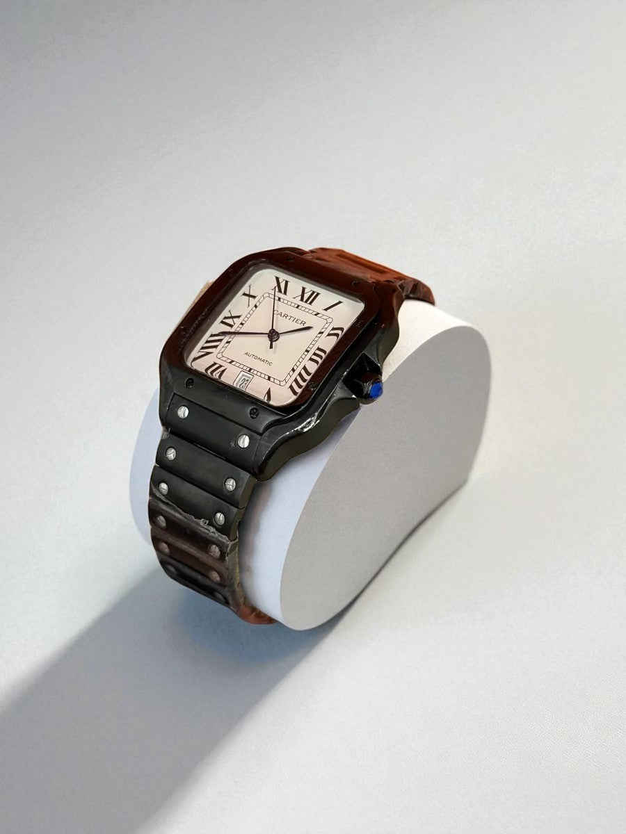 Cartier Santos de Cartier – Siyah Çelik, Beyaz Kadran