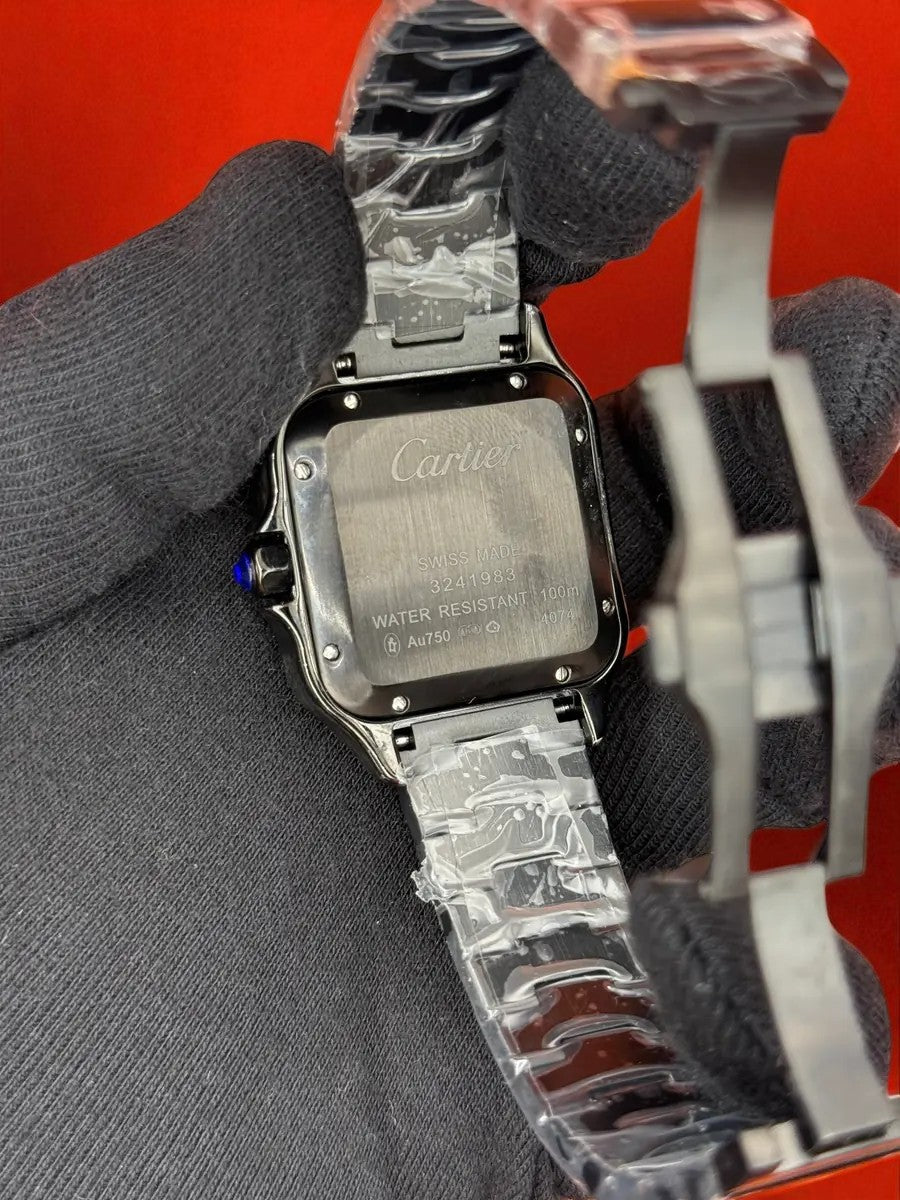 Cartier Santos de Cartier – Siyah Çelik, Beyaz Kadran