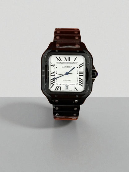 Cartier Santos de Cartier – Siyah Çelik, Beyaz Kadran