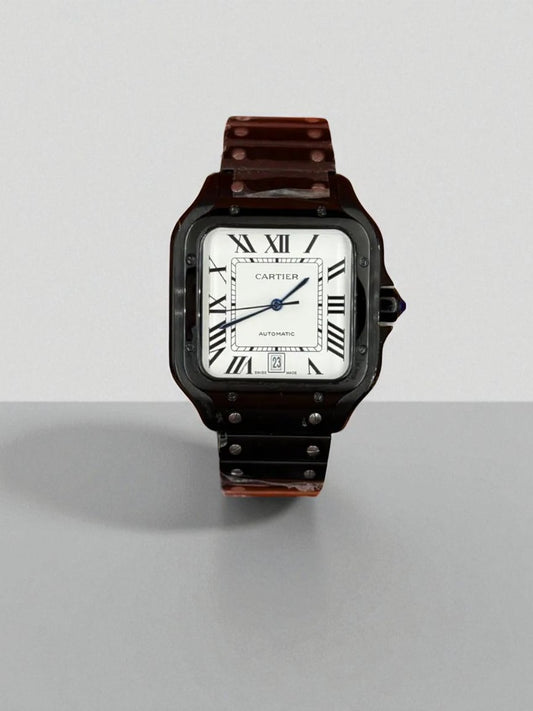 Cartier Santos de Cartier – Siyah Çelik, Beyaz Kadran