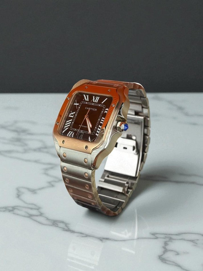 Cartier Santos de Cartier – Çelik ve Rose Gold, Siyah Kadran